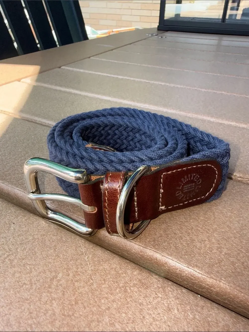 The Limited Vintage Woven Web Belt Blue Brown